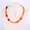 Forkup Red Agate Choker Women Short Necklace Female Clavicle Chain Gemstone Crystal Jewelry Square Bead Accessories Opal Reiki