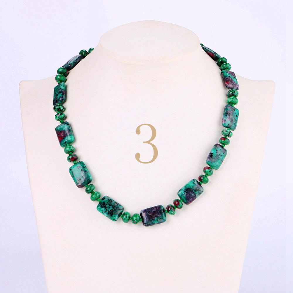 Forkup Red Agate Choker Women Short Necklace Female Clavicle Chain Gemstone Crystal Jewelry Square Bead Accessories Opal Reiki