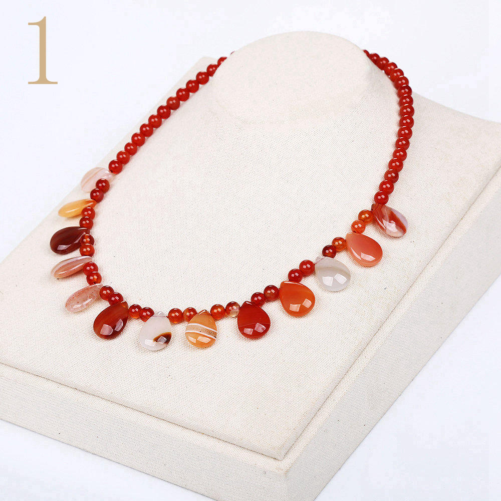 Forkup Red Agate Necklace Women Choker Gemstone Bead Chain Water Drop Pendant Popular Female Jewelry Yoga Accessories Turquoise