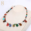 Forkup Red Agate Necklace Women Choker Gemstone Bead Chain Water Drop Pendant Popular Female Jewelry Yoga Accessories Turquoise