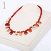 Forkup Red Agate Necklace Women Choker Gemstone Bead Chain Water Drop Pendant Popular Female Jewelry Yoga Accessories Turquoise