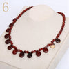 Forkup Red Agate Necklace Women Choker Gemstone Bead Chain Water Drop Pendant Popular Female Jewelry Yoga Accessories Turquoise