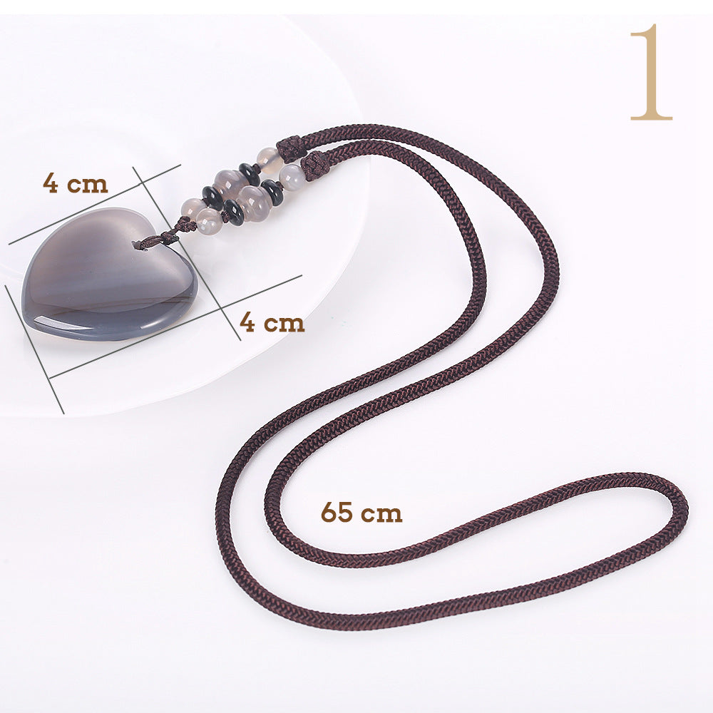 Forkup Red Agate Necklace Women Long Sweater Chain Water Drop Pendant Ruby Jewelry Popular Men Accessories Bead Black Spacer Bag