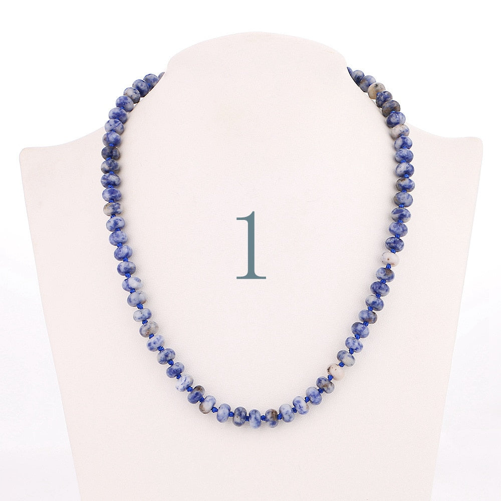 Forkup Red Agate Necklace Women Short Chain Beaded Jewelry Natural Stone Accessories Ethnic Women Ornaments Rose Quartz Reiki