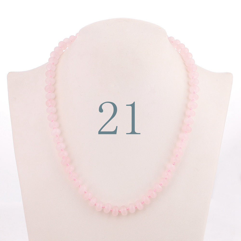 Forkup Red Agate Necklace Women Short Chain Beaded Jewelry Natural Stone Accessories Ethnic Women Ornaments Rose Quartz Reiki