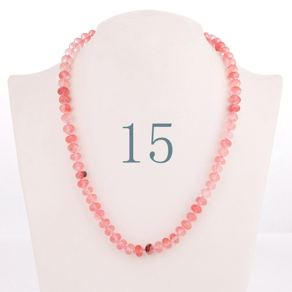 Forkup Red Agate Necklace Women Short Chain Beaded Jewelry Natural Stone Accessories Ethnic Women Ornaments Rose Quartz Reiki