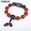 Forkup Red Beaded Bracelet Charm Beads Agate Natural Wristlet Ethnic Men Hand Chain Party Character Jewellery Spiritual Magnetic