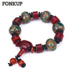 Forkup Red Crystal Bracelets Agate Stone Jewellery Tibetan Dzi Beads Hand Chain Beaded Accessories Hyperbole Male Round Spacer