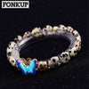 Forkup Spotted Stone Bracelet Trendy Women Bangle Heart-Shaped Chain Jewelry 925 Silver Accessories Anklet Crystal Inspirational