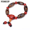 Forkup Tibetan Dzi Bead Bracelet Red Agate Hologram Bangle Religious Men Hand Chain Crystal Bead Jewellery Buddhism Round Bijoux
