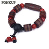 Forkup Trendy Men Strand Bracelets Red Agate Jewellery Dzi Beads Geometric Hand Chain Engagement Beaded Accessories Cotton Rope