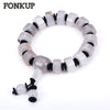 Forkup White Charm Bracelets Classic Men Bangle Agate Jewelry Party Joyeria Round Black Spacer Solid Color Accessories Crown Bag