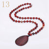 Forkup White Opal Necklace Pendant Bohemia Women Long Sweater Chain Bead Chain Jewelry Transparent Accessories Rose Quartz Reik