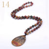 Forkup White Opal Necklace Pendant Bohemia Women Long Sweater Chain Bead Chain Jewelry Transparent Accessories Rose Quartz Reik