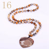 Forkup White Opal Necklace Pendant Bohemia Women Long Sweater Chain Bead Chain Jewelry Transparent Accessories Rose Quartz Reik