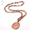 Forkup White Opal Necklace Pendant Bohemia Women Long Sweater Chain Bead Chain Jewelry Transparent Accessories Rose Quartz Reik