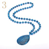 Forkup White Opal Necklace Pendant Bohemia Women Long Sweater Chain Bead Chain Jewelry Transparent Accessories Rose Quartz Reik