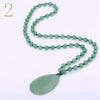 Forkup White Opal Necklace Pendant Bohemia Women Long Sweater Chain Bead Chain Jewelry Transparent Accessories Rose Quartz Reik