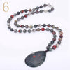 Forkup White Opal Necklace Pendant Bohemia Women Long Sweater Chain Bead Chain Jewelry Transparent Accessories Rose Quartz Reik