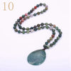 Forkup White Opal Necklace Pendant Bohemia Women Long Sweater Chain Bead Chain Jewelry Transparent Accessories Rose Quartz Reik