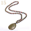 Forkup White Opal Necklace Pendant Bohemia Women Long Sweater Chain Bead Chain Jewelry Transparent Accessories Rose Quartz Reik