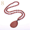 Forkup White Opal Necklace Pendant Bohemia Women Long Sweater Chain Bead Chain Jewelry Transparent Accessories Rose Quartz Reik