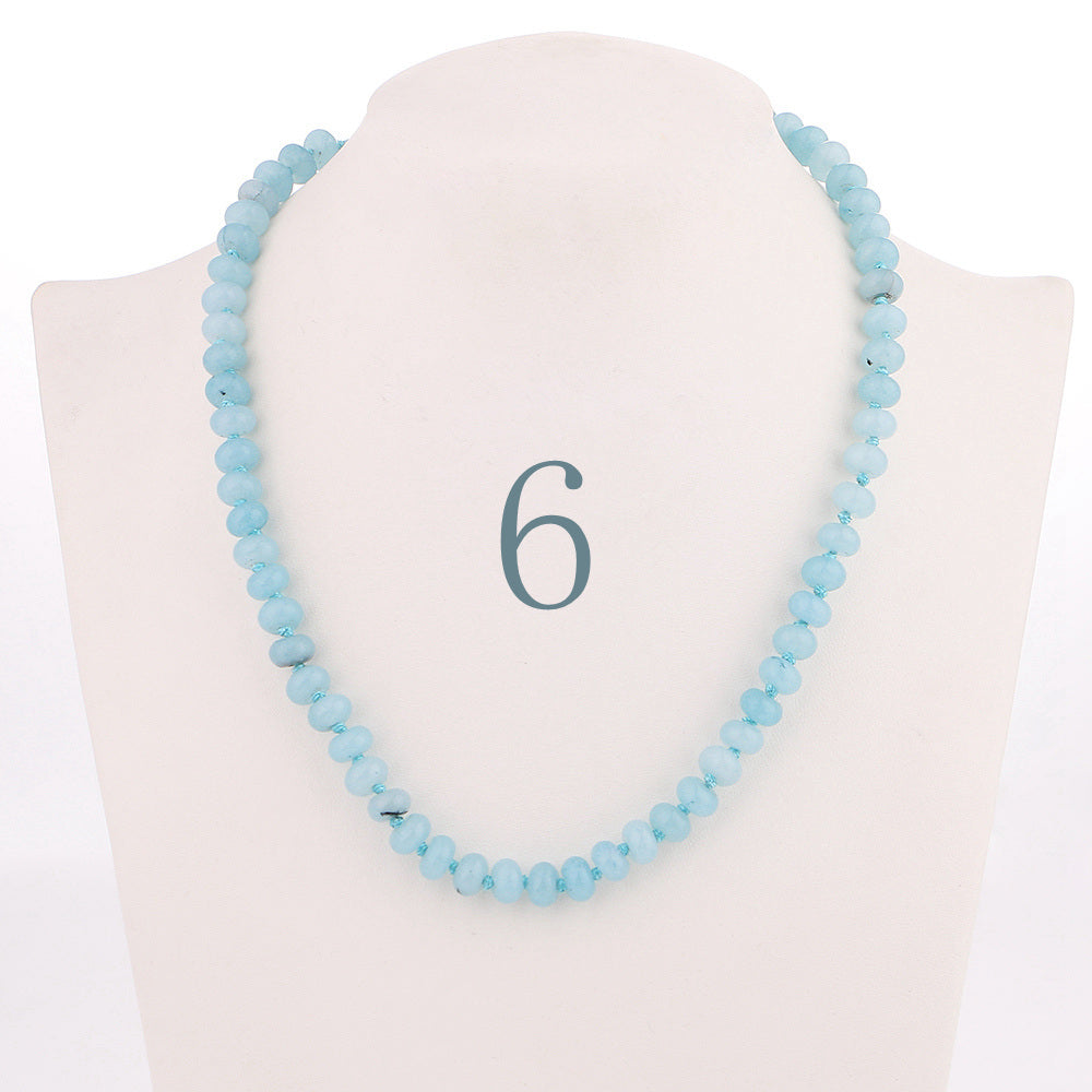Forkup Yellow Topaz Necklace Women Clavicular Chain Beaded Jewelry Crystal Stone Accessories Femme Short Ornaments Turquoise