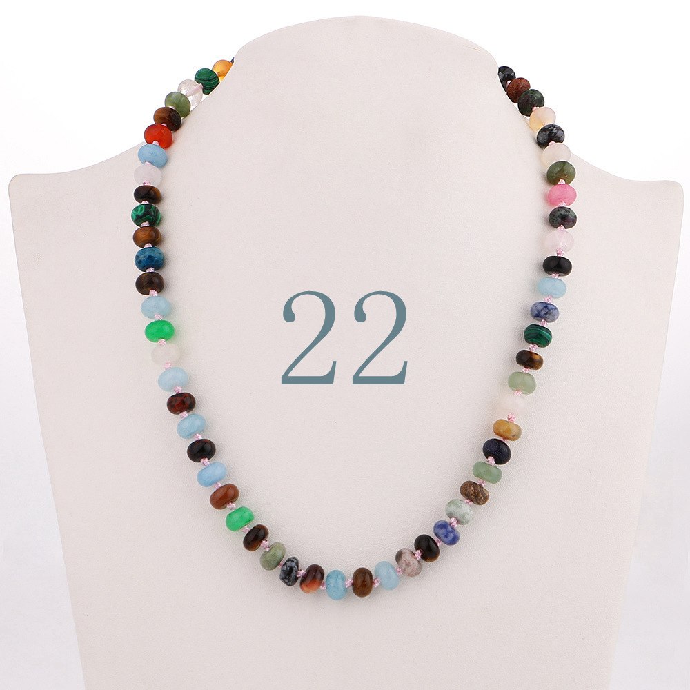 Forkup Yellow Topaz Necklace Women Clavicular Chain Beaded Jewelry Crystal Stone Accessories Femme Short Ornaments Turquoise