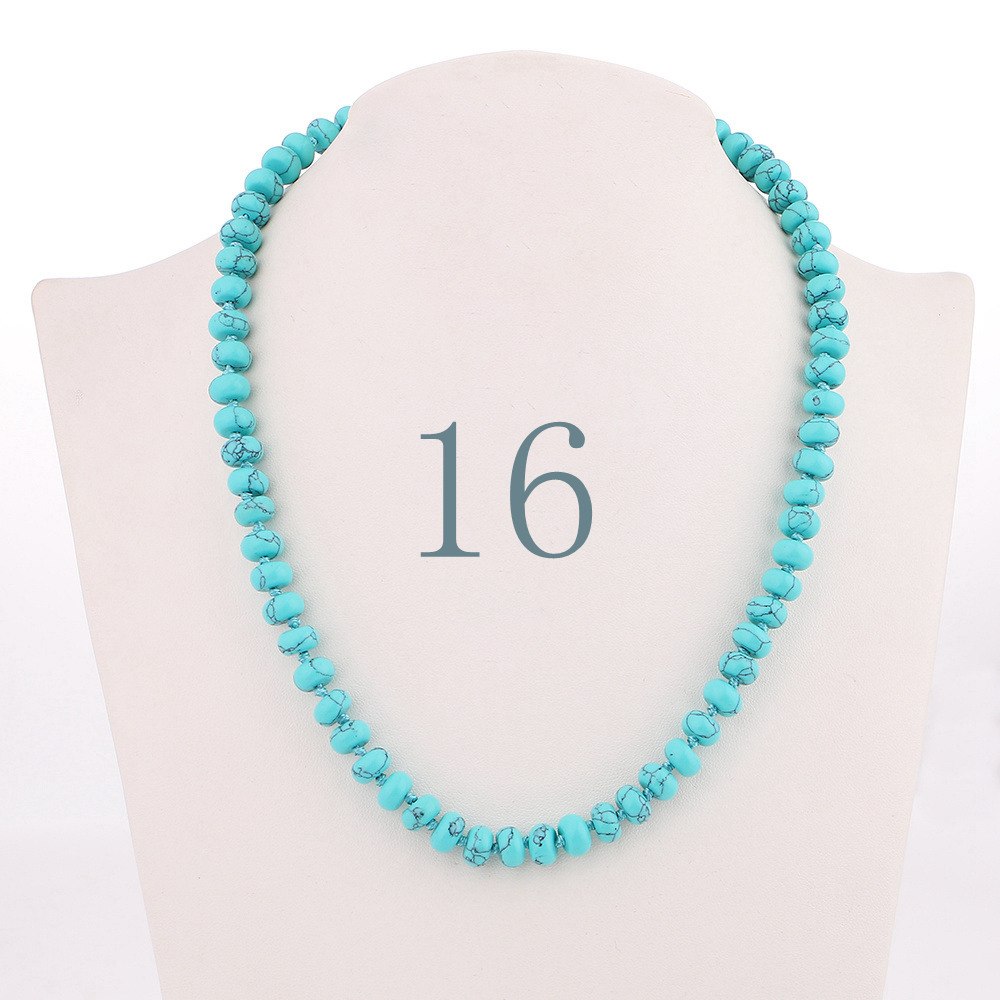 Forkup Yellow Topaz Necklace Women Clavicular Chain Beaded Jewelry Crystal Stone Accessories Femme Short Ornaments Turquoise