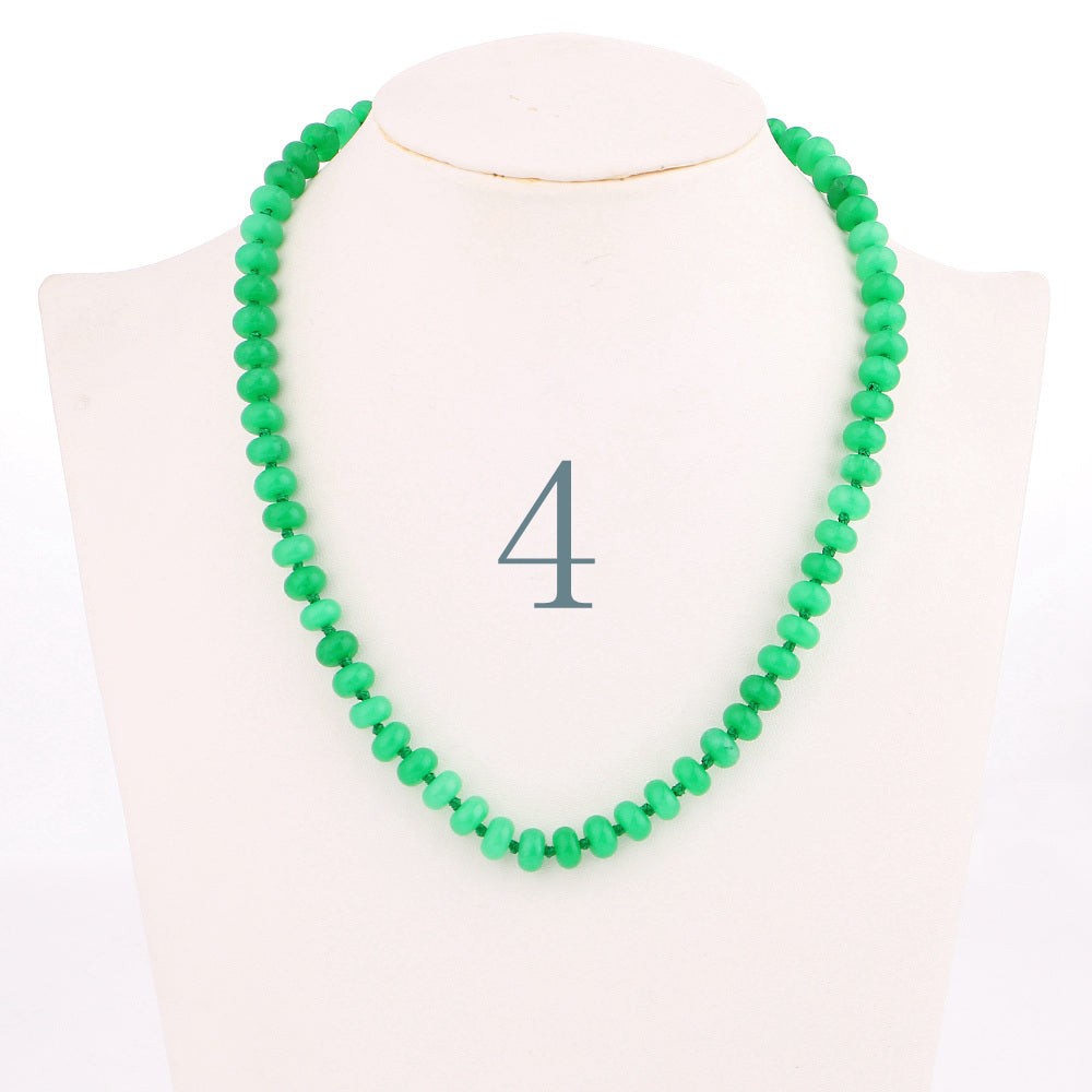 Forkup Yellow Topaz Necklace Women Clavicular Chain Beaded Jewelry Crystal Stone Accessories Femme Short Ornaments Turquoise