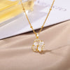 Four-leaf Clover Magnetic Necklace for Women Stainless Steel Zircon Pendant Necklaces 2023 Trend Couple Wedding Jewerly collares