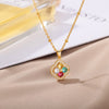 Four-leaf Clover Magnetic Necklace for Women Stainless Steel Zircon Pendant Necklaces 2023 Trend Couple Wedding Jewerly collares