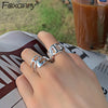 Foxanry 925 Sterling Silver Party Rings  Simple Hollow Chain Cross Geometric Handmade Creative Design Bride Jewelry Gifts