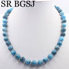Free Ship 10mm Blue Apatite Round Gems Beads Knot Natural Stone Chocker Women Jewelry Necklace Strand 17.5inch