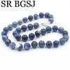Free Ship 10mm Blue Sodalite Round  Beads Knot Genuine Stone Chocker Women Jewelry Necklace Strand 17.5"