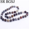 Free Ship 10mm Botswana Agates Round  Beads Knot Natural Stone Chocker Women Jewelry Necklace Strand 17.5inch