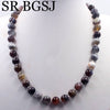 Free Ship 10mm Botswana Agates Round  Beads Knot Natural Stone Chocker Women Jewelry Necklace Strand 17.5inch
