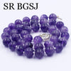 Free Ship 10mm Dream Lace Amethysts Purple Quartz Round Beads Knot Genuine Stone Chocker Necklace Strand 17.5"