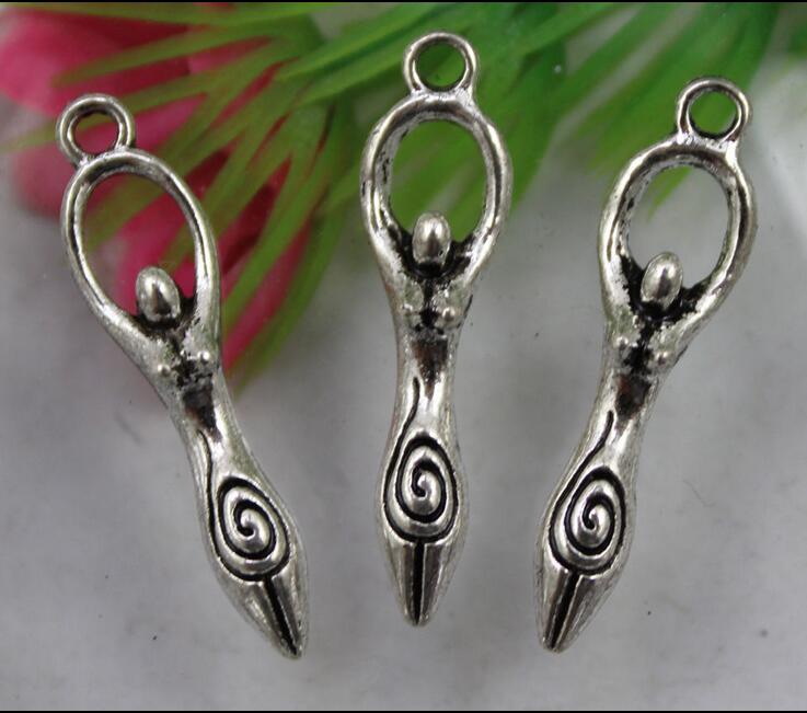 Free-Ship- -30Pcs-Fertility-Goddess-Mother-Earth-Lovely-Diver-Charms-Pendants-Vintage-Sliver-Alloy-Jewelry