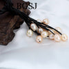 10-12mm Mixed Freshwater Pink Pearl Beads Black Leather Cord Magnetic Jewelry Necklace 18"