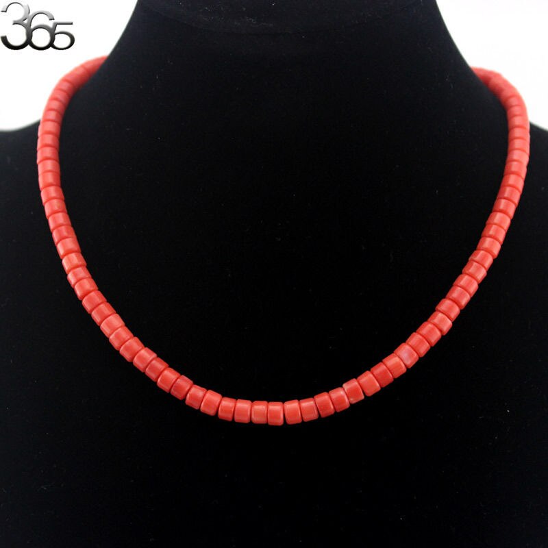 4x6mm Rondelle Orange/Red Coral Beads Strand Women Jewelry Necklace 17.5
