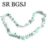 6-8mm Natural Larimar Gems Chips Stone For Wedding Jewelry Bohemian Chokers Necklace 18inch