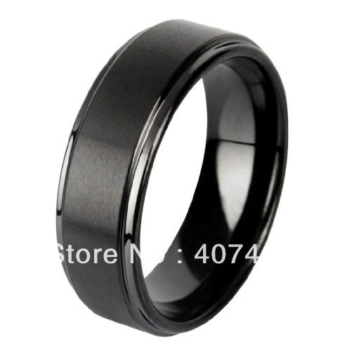 Cheap Price Jewelry USA Brazil Russia Hot Sales His/Her 8MM Flat Top Brushed Black Tungsten Ring Mens Wedding Band