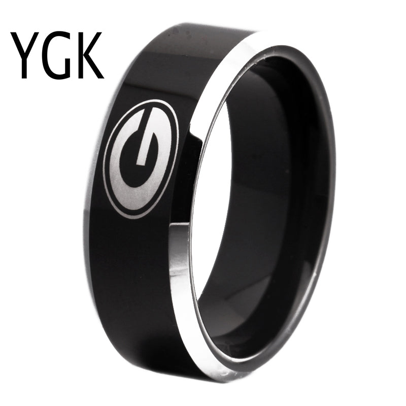 Customs Engraving Ring Hot Sales 8MM Blue With Shiny Edges Georgia Bulldogs Primary Design Tungsten Wedding Ring