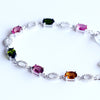 Discount Wholesale 925 Silver Bracelets Set with High Quality Genuine Natural Mix Tourmaline 6400