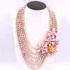 NEW!! Natural light pink freshwater pearl and pink flower statement necklace Brand Jewelry 2021