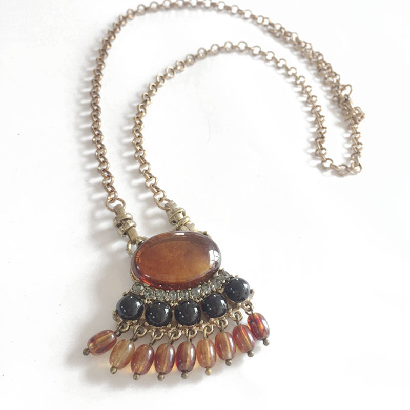 New Fashion Cute Simple Brown Resin Beads Pendant Necklace