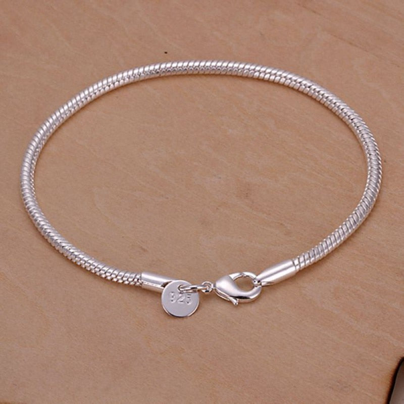 Wholesale silver bracelet, 925 fashion silver plated jewelry 3mm Snake Bone Bracelet /NUDZRQQA BFLAWZOV