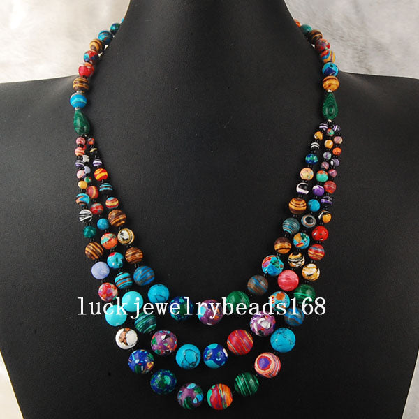 Women Fashion Jewelry 4~12mm New Fashion Multicolor Howlite Beads Necklace 19 FG4430