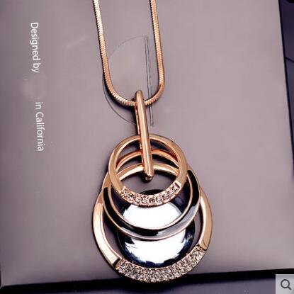 Free shipping! 2020 crystal new fashion necklaces women's simple sexy wild long chain accessories geometric pendant jewelry